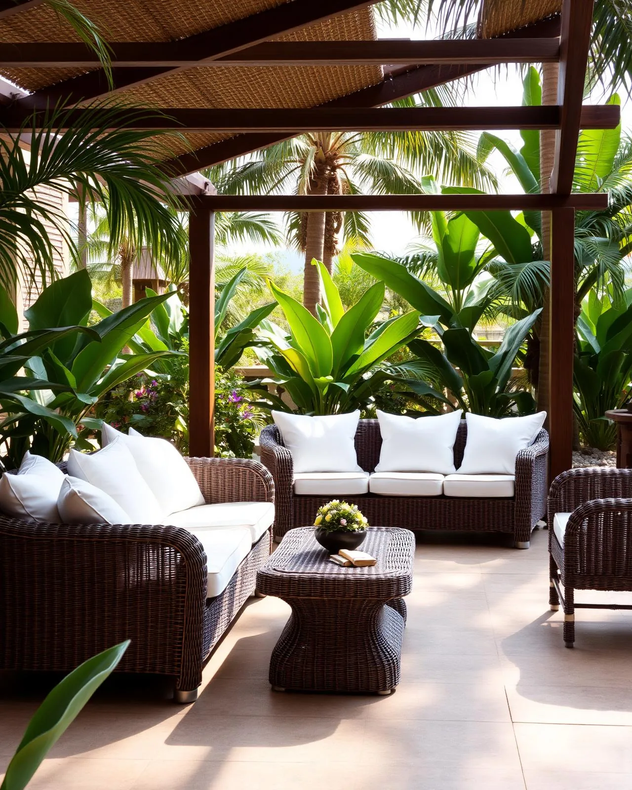 Salon extérieur tropical
